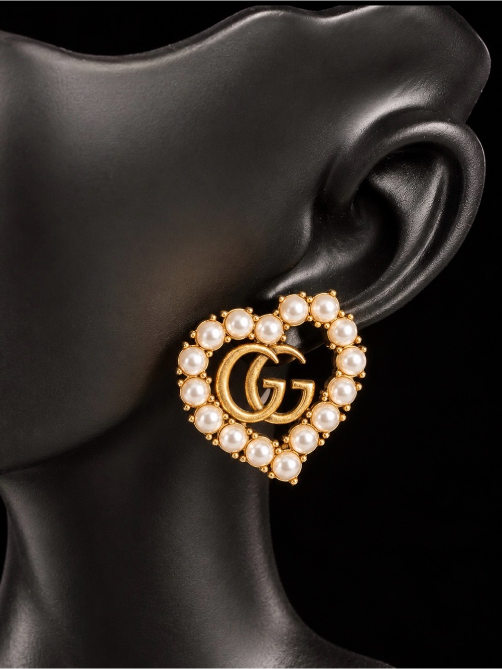 Gold Heart Pearl-Trim Earrings - Gold/White